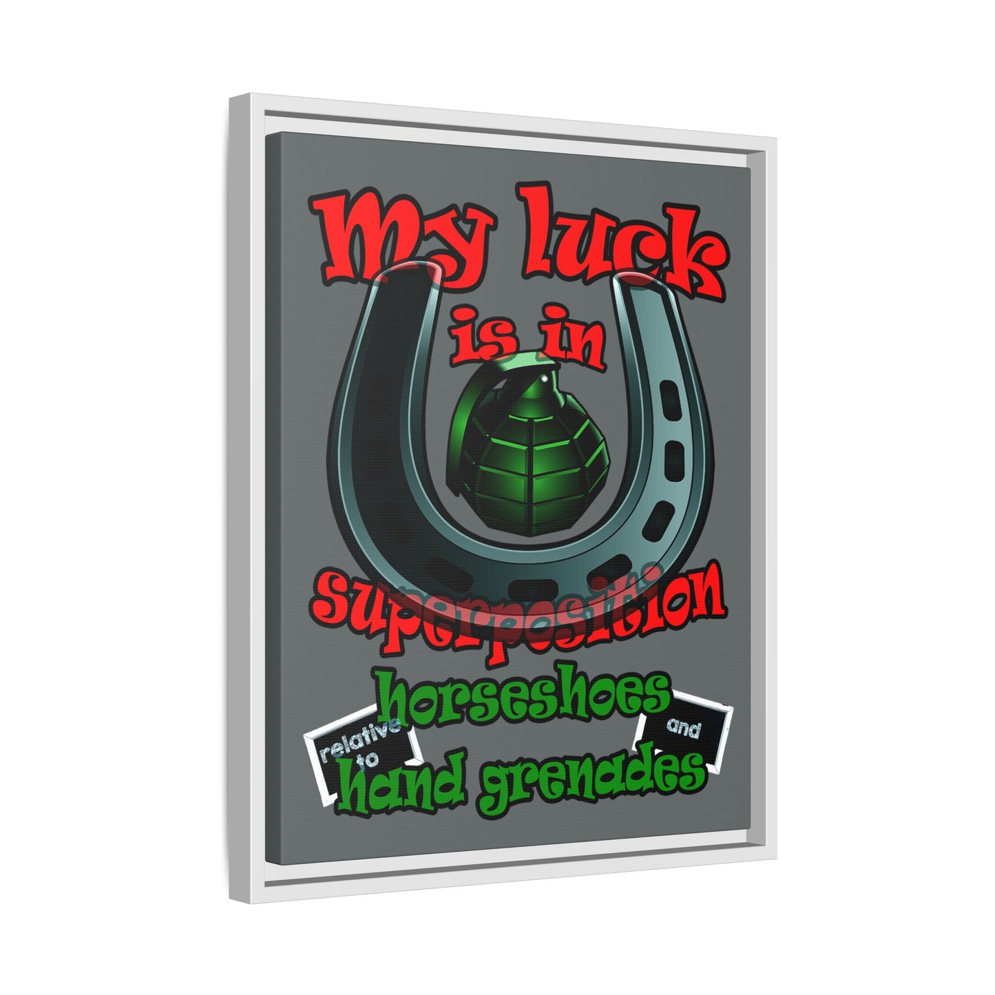 my luck - framed canvas art (dark grey)