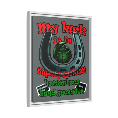 my luck - framed canvas art (dark grey)
