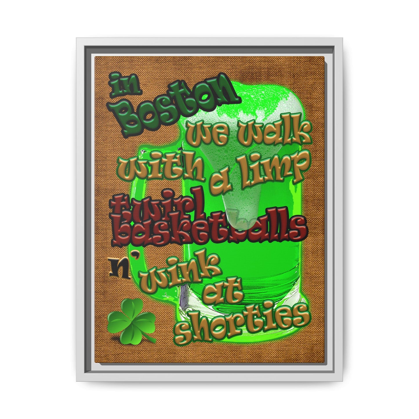 celtics logo - framed canvas art (brown papyrus)
