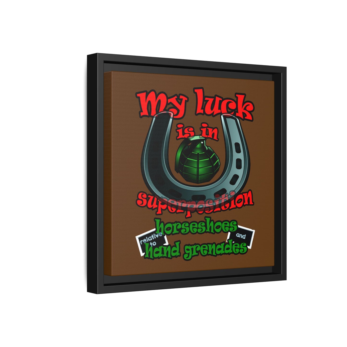 my luck - framed canvas art (brown)