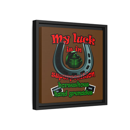 my luck - framed canvas art (brown)