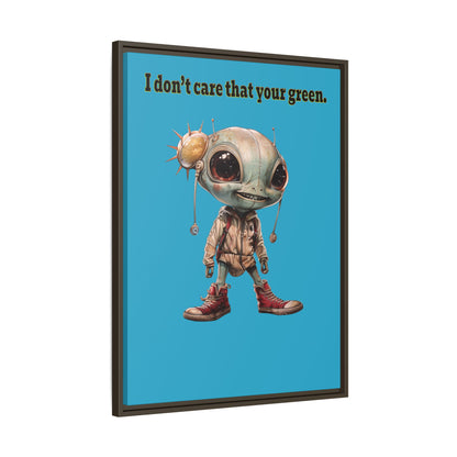 I don't care that your green - framed canvas art (turquoise)
