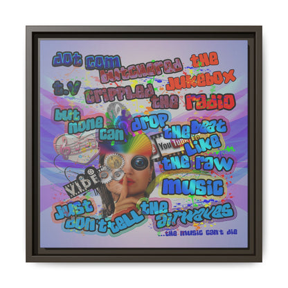 drop the beat - framed canvas art (light blue-pink wave)