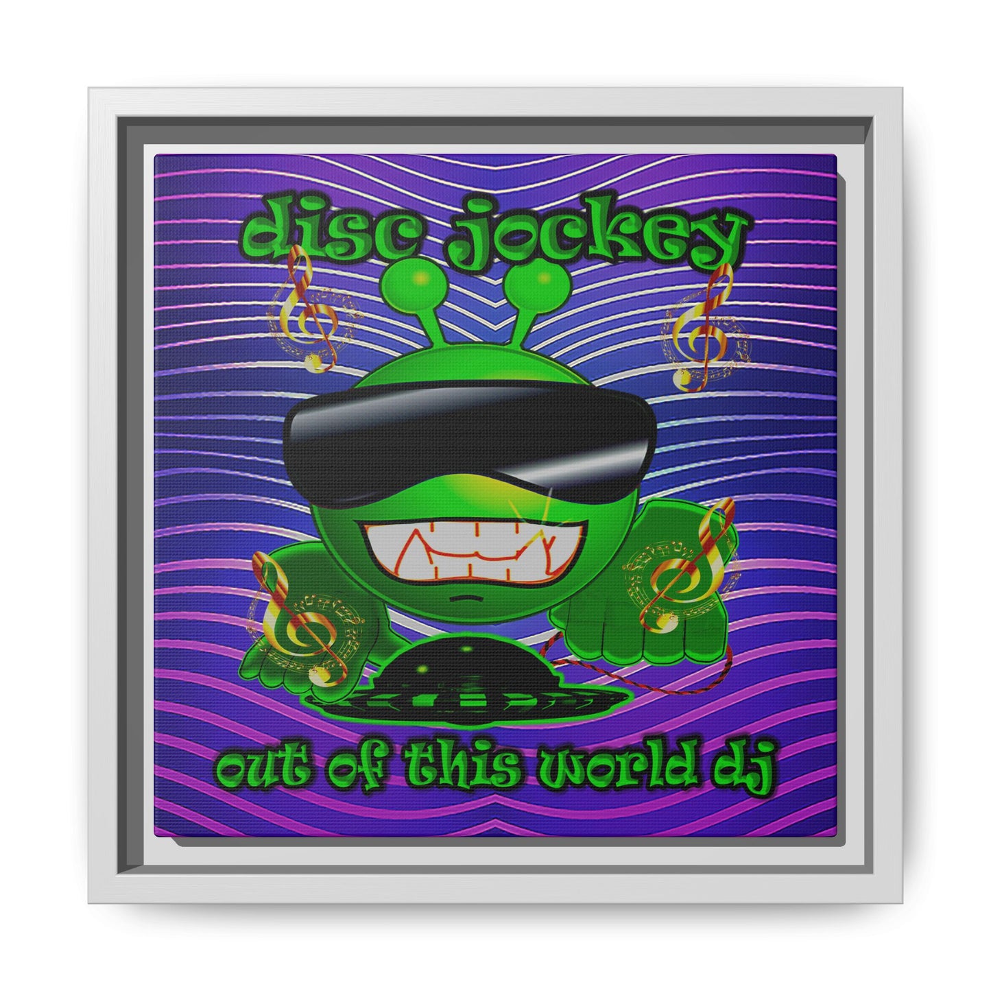 disc jockey - framed canvas art (purple wave)