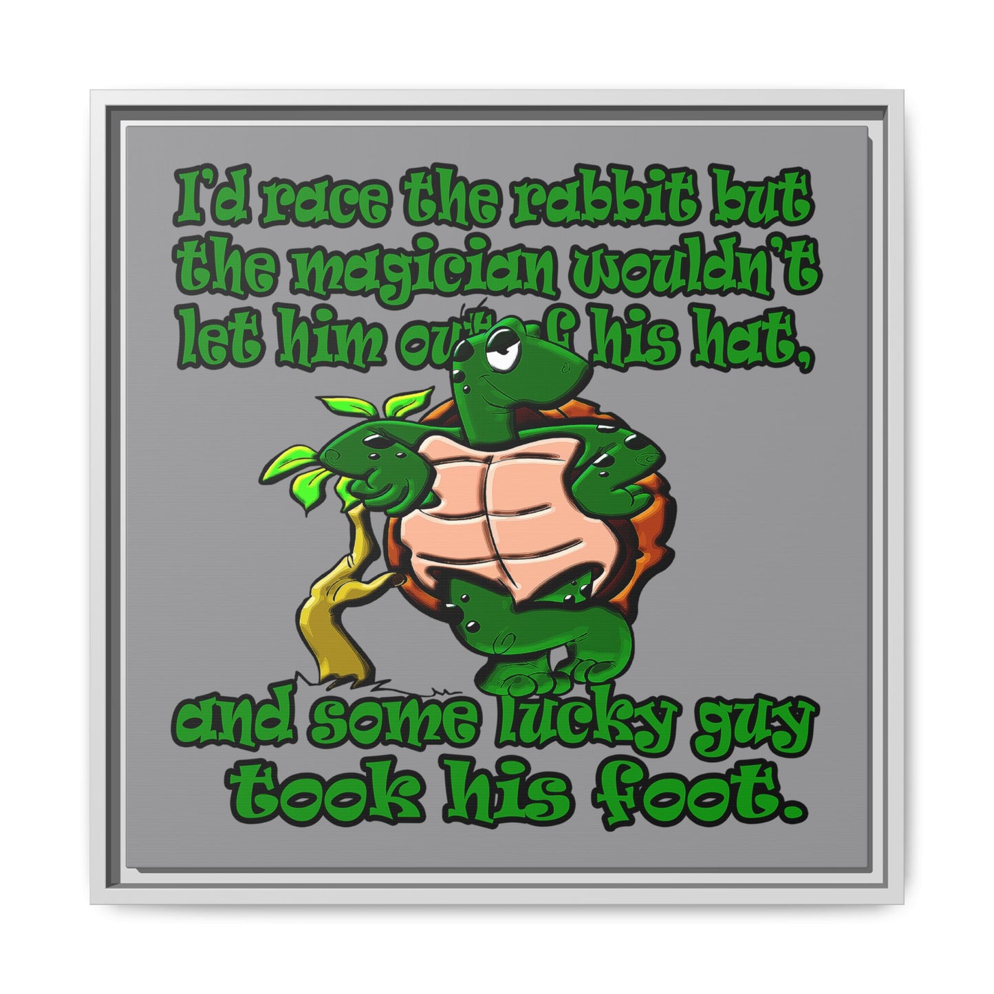 turtle race - framed canvas art (grey)