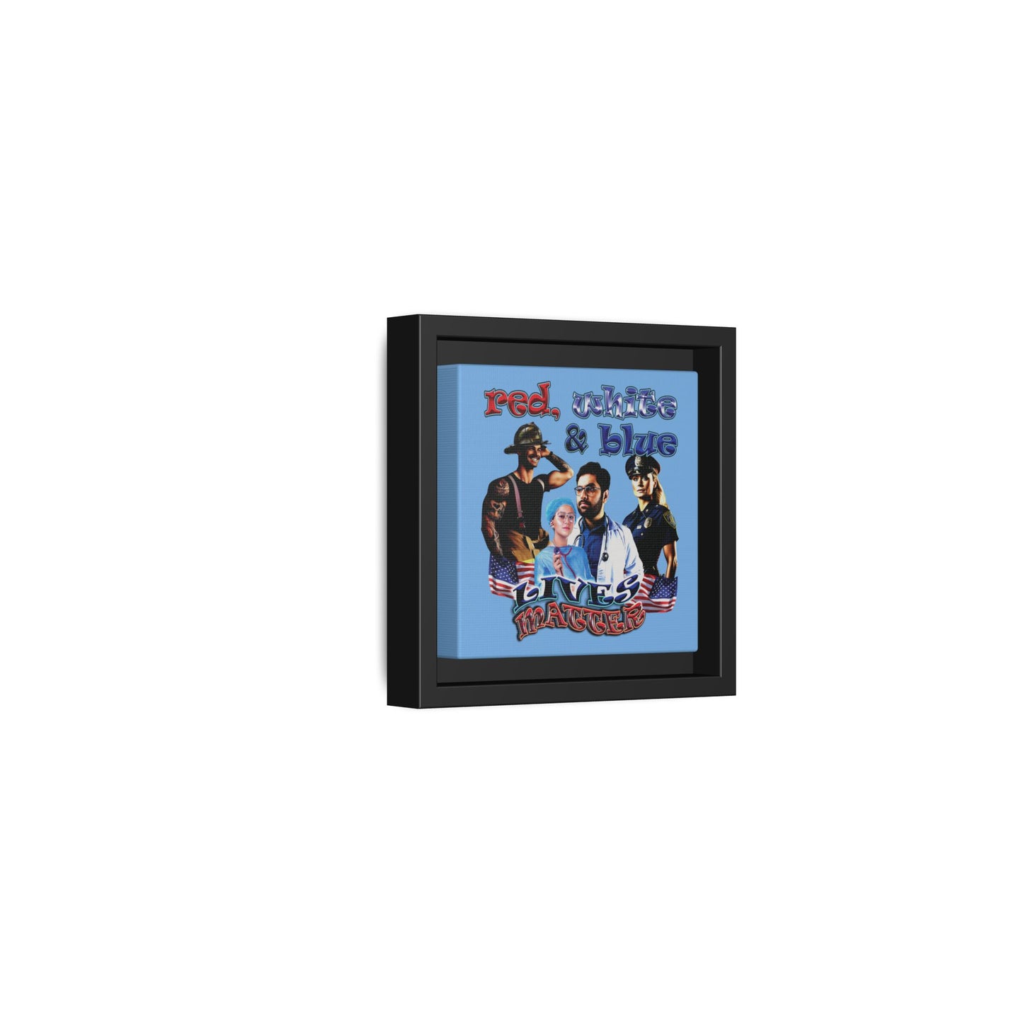 rw&b lives matter - framed canvas art (light blue)