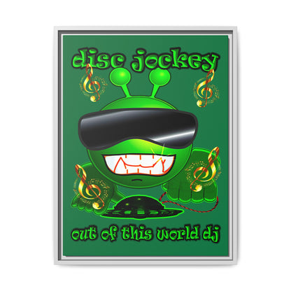 disc jockey - framed canvas art (dark green)