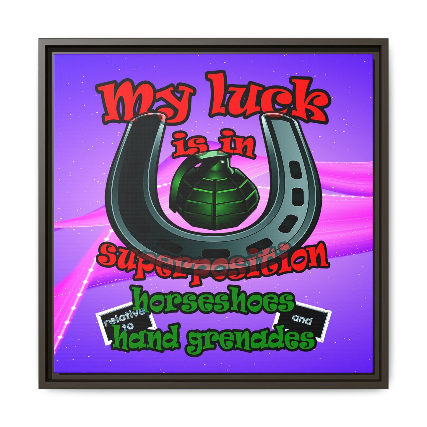 my luck - framed canvas art (purple-pink wave)