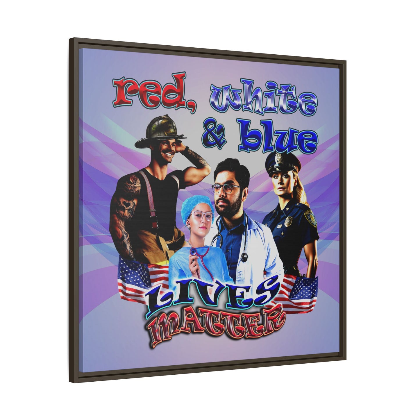 rw&b lives matter - framed canvas art (light blue-pink wave)