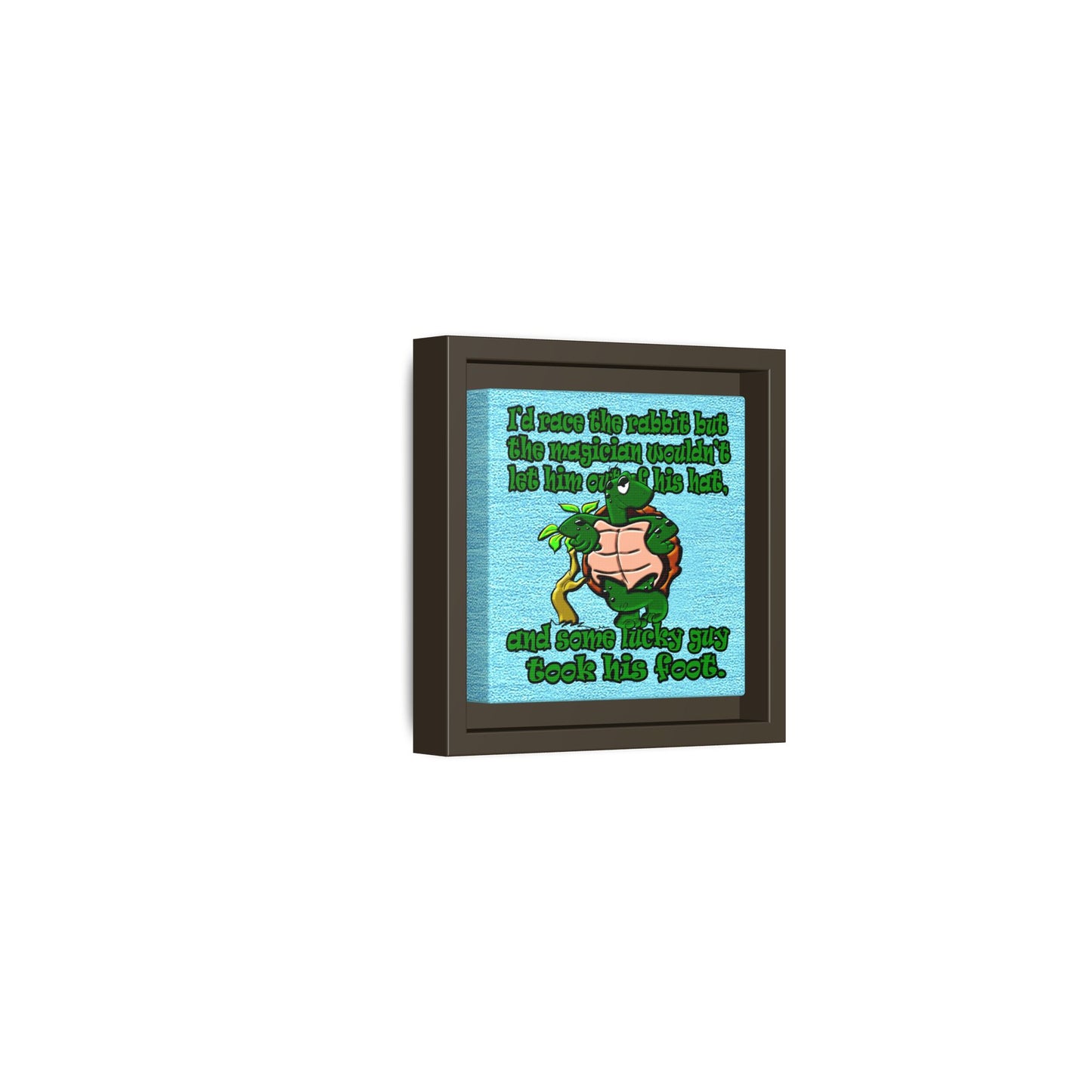 turtle race - framed canvas art (faded blue)