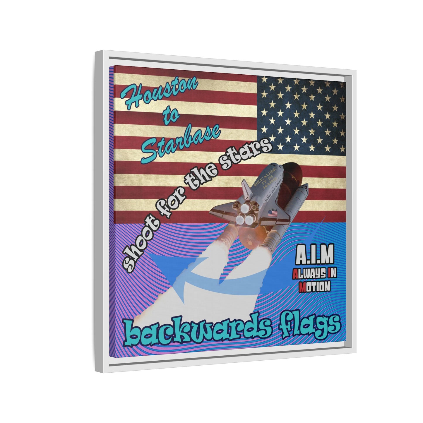 shoot for the stars - framed canvas art (light blue-purple wave)