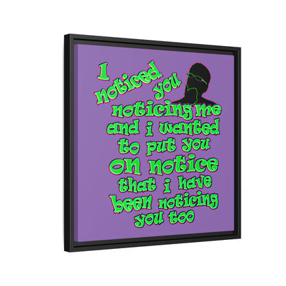 noticed you noticing - framed canvas art (light purple)
