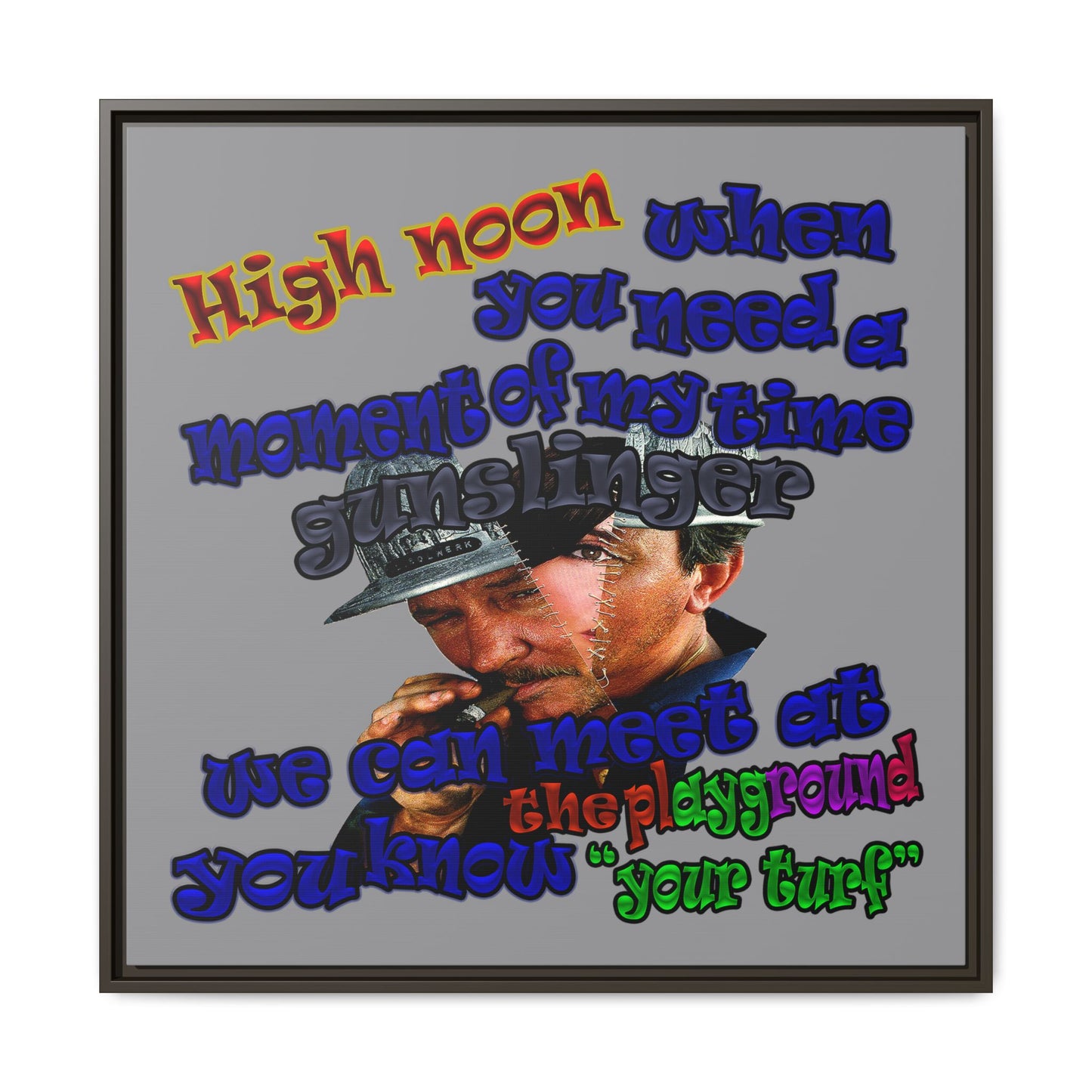 high noon - framed canvas art (grey)