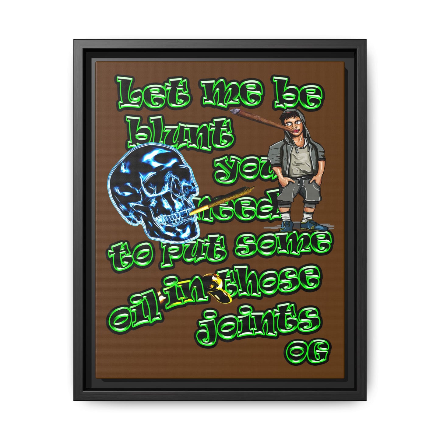 og - framed canvas art (brown)