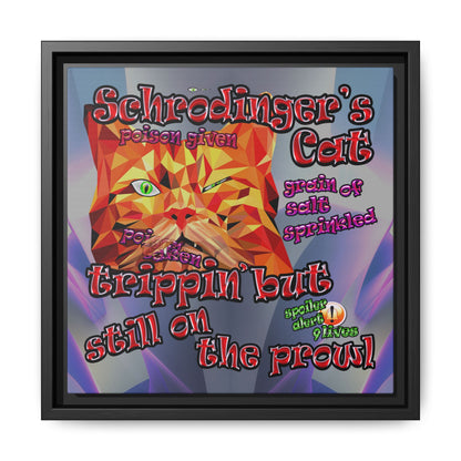 schrodinger's cat - framed canvas art (grey-pink wave)