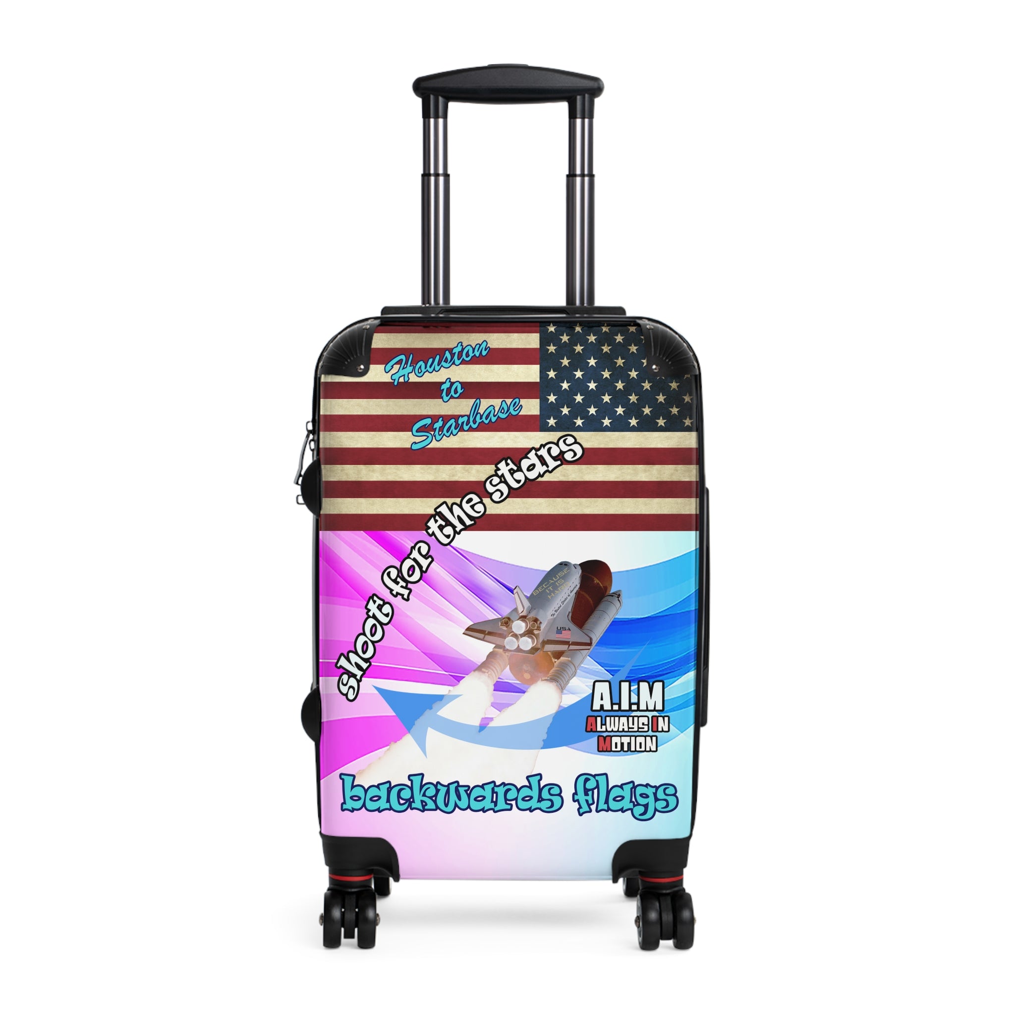 shoot for the stars - Suitcase (light blue-pink wave)