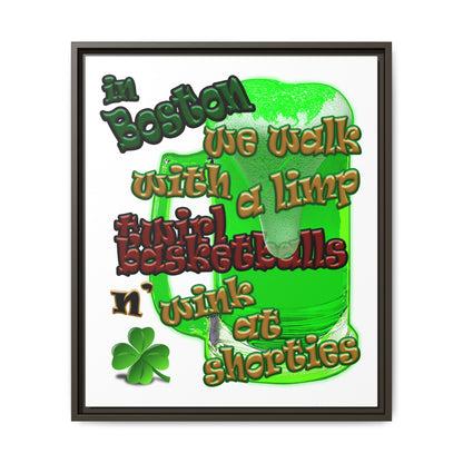 celtics logo - framed canvas art (white)