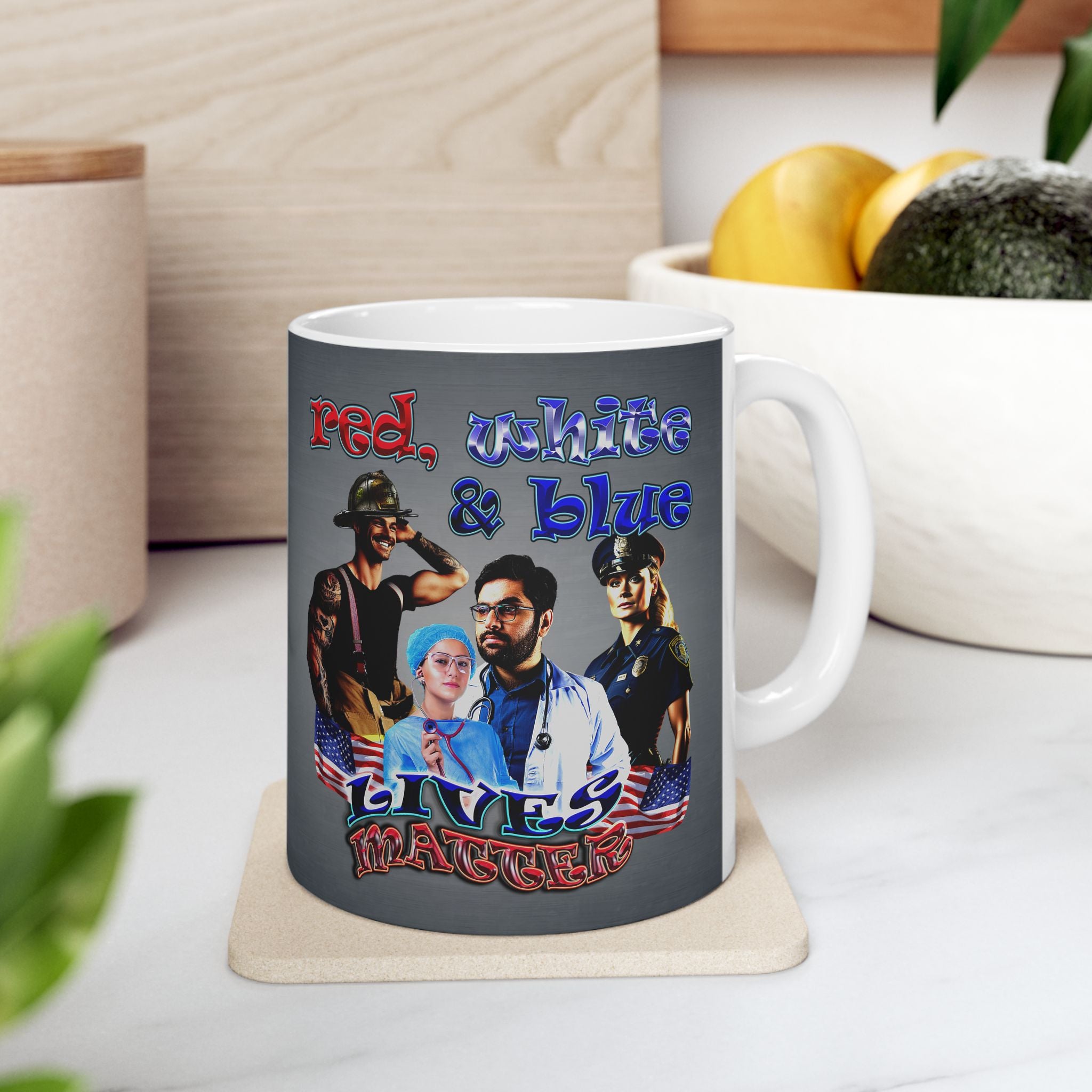 rw&b lives matter - White Mug (grey-light grey)