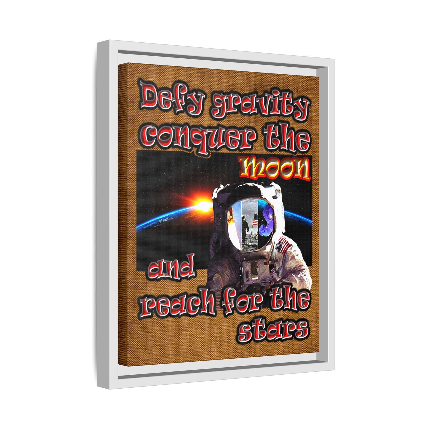 defy conquer reach - framed canvas art (brown papyrus)