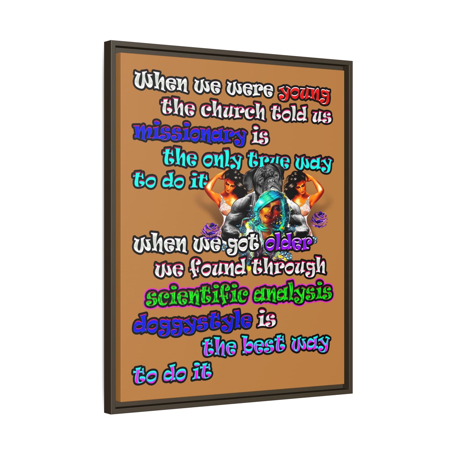doggystyle - framed canvas art (light brown)