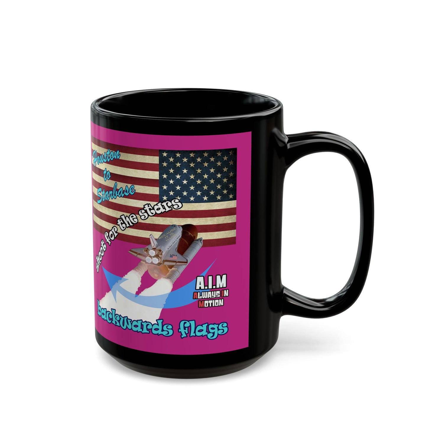 shoot for the stars - Black Mug (pink)