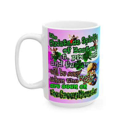 christmas spirits of boston - White Mug (light blue-pink wave)