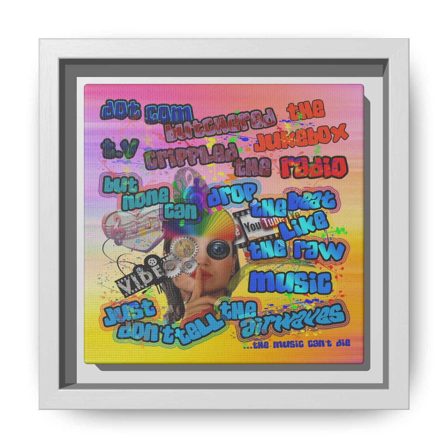 drop the beat - framed canvas art (color blur)
