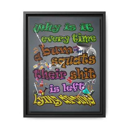 the bum's shit - framed canvas art (grey-light grey)