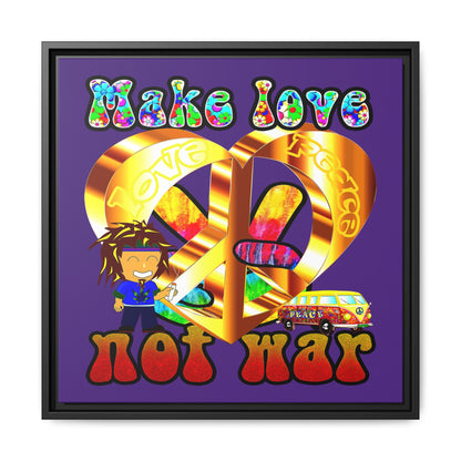 love peace - framed canvas art (purple)