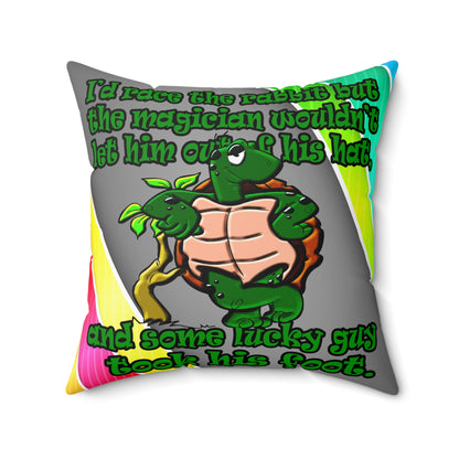 turtle race - Spun Polyester Square Pillow - (rainbow split)