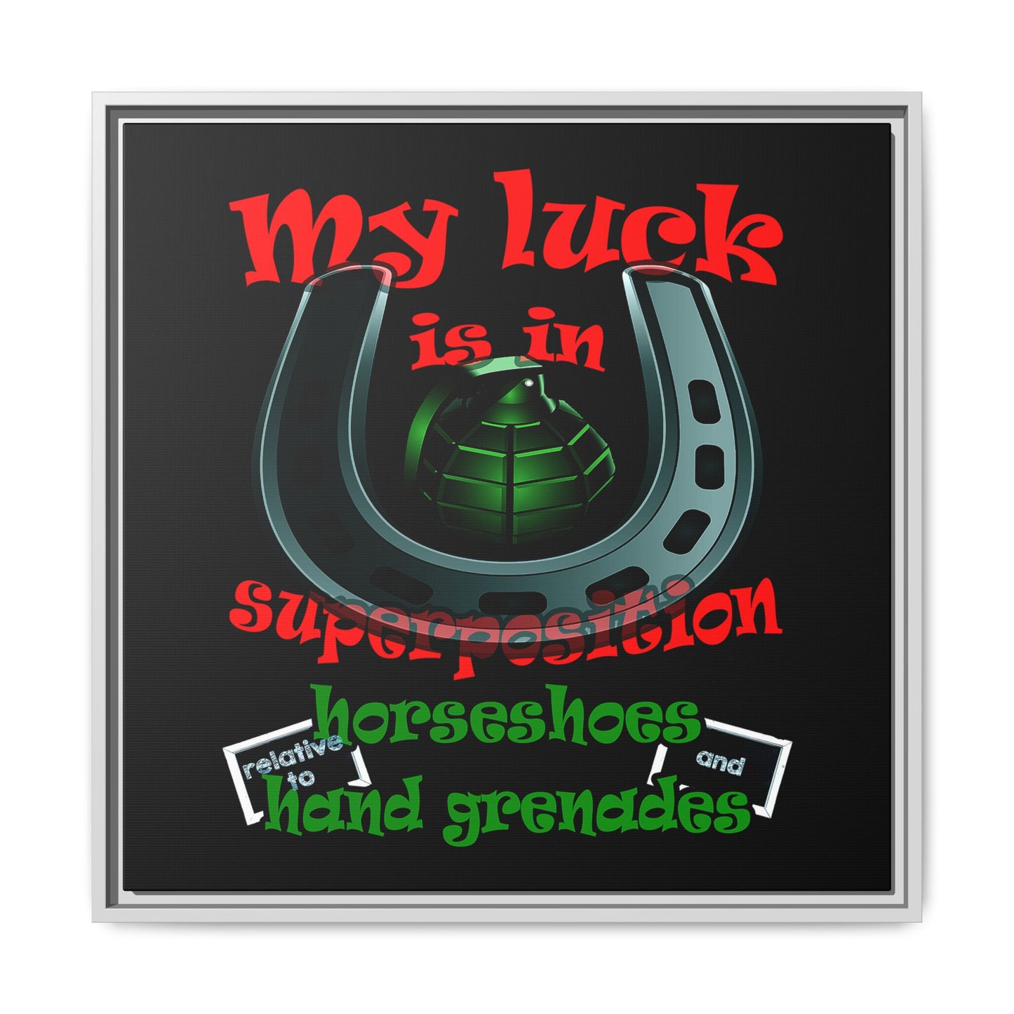 my luck - framed canvas art (black)