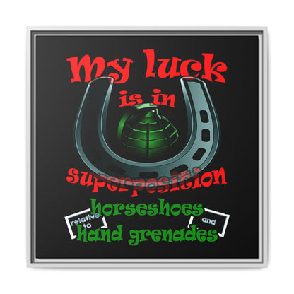 my luck - framed canvas art (black)
