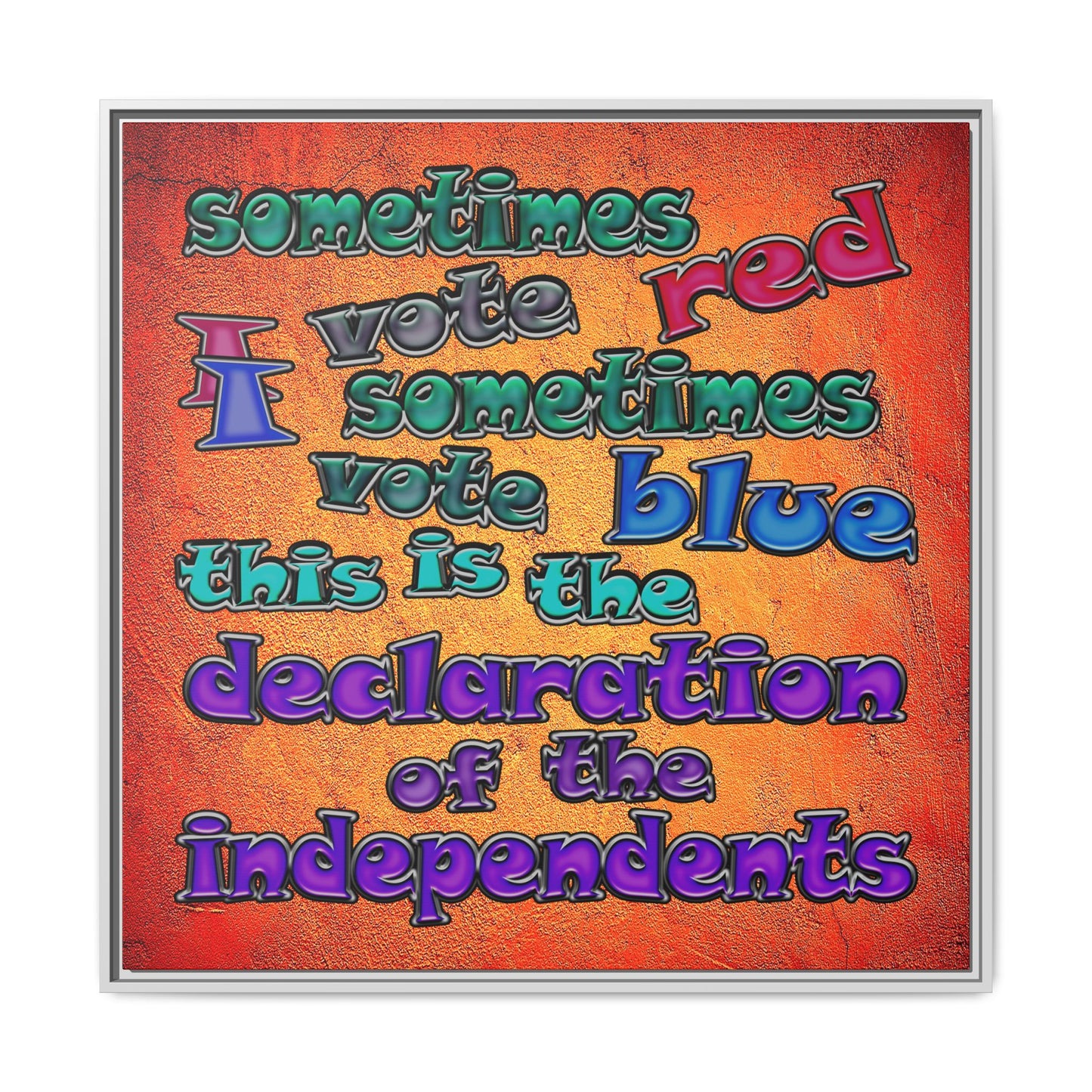 declaration of the independents - framed canvas art (burnt orange)