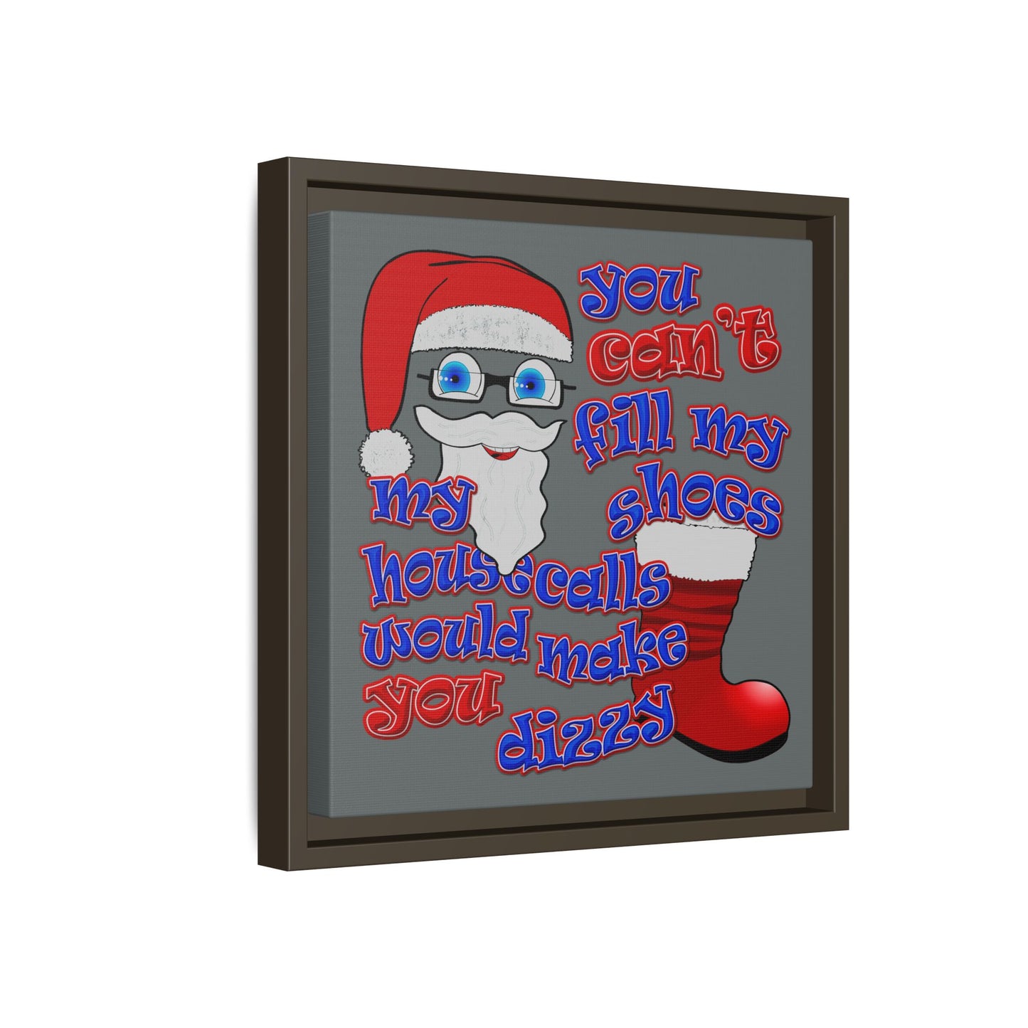 santa's shoes - framed canvas art (dark grey)