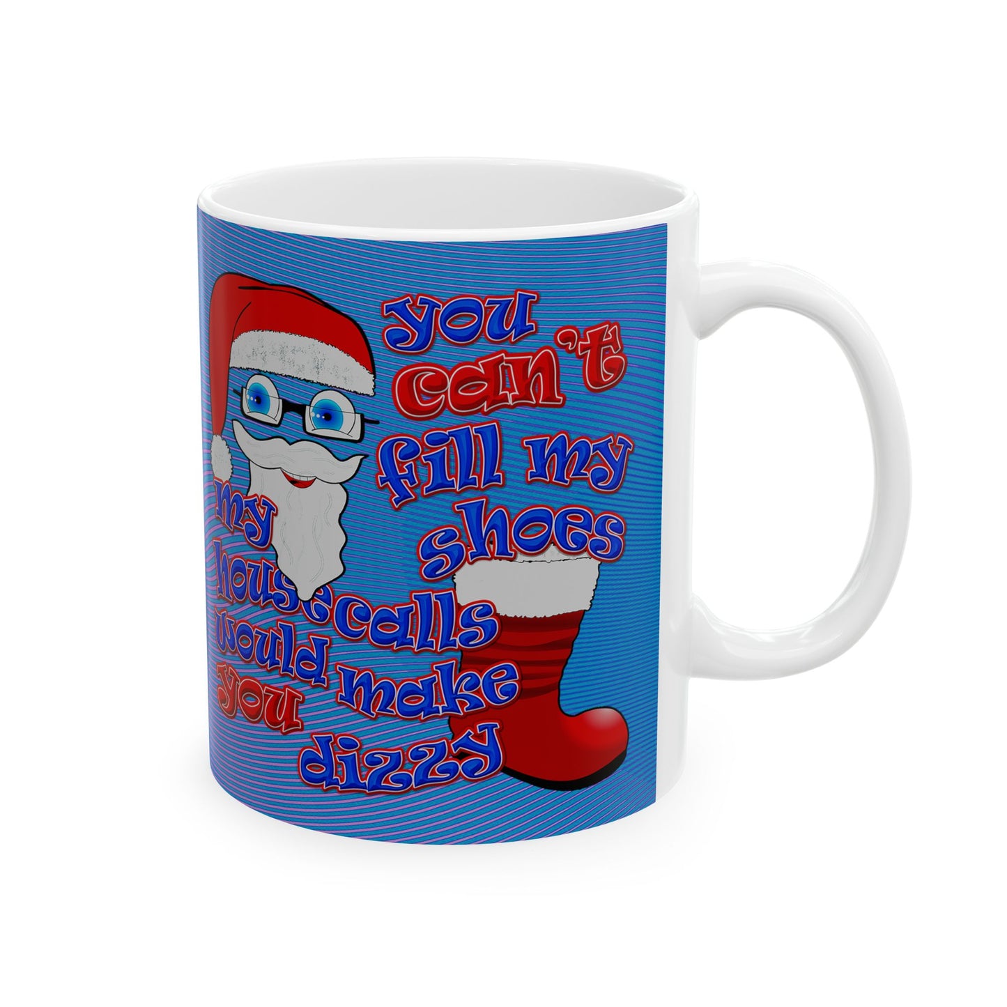 santa's shoes - White Mug (light blue-purple wave)