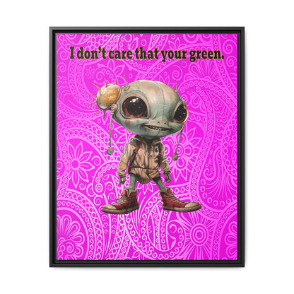 I don't care that your green - framed canvas art (pink swirl)