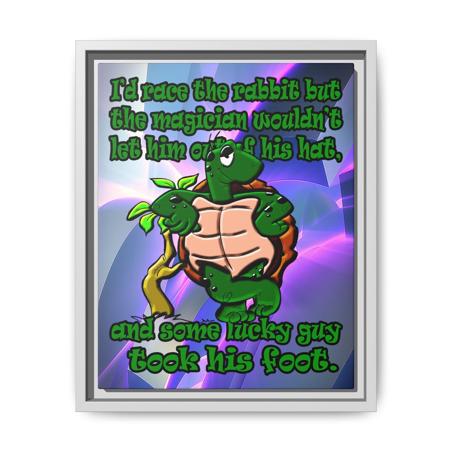 turtle race - framed canvas art (grey-pink wave)