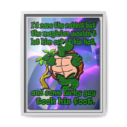 turtle race - framed canvas art (grey-pink wave)