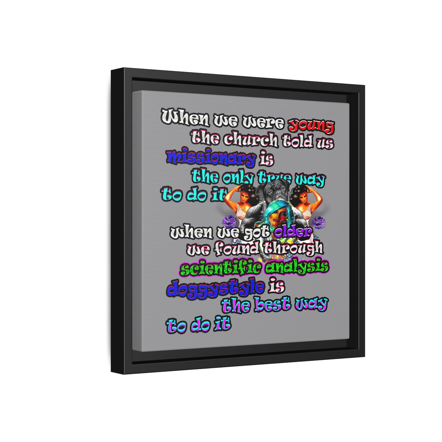 doggystyle - framed canvas art (grey)