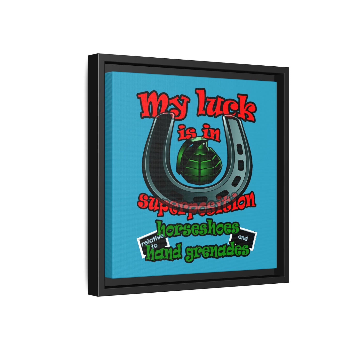 my luck - framed canvas art (turquoise)