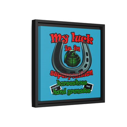 my luck - framed canvas art (turquoise)