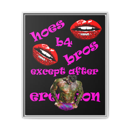 hoes b4 bros - framed canvas art (black)