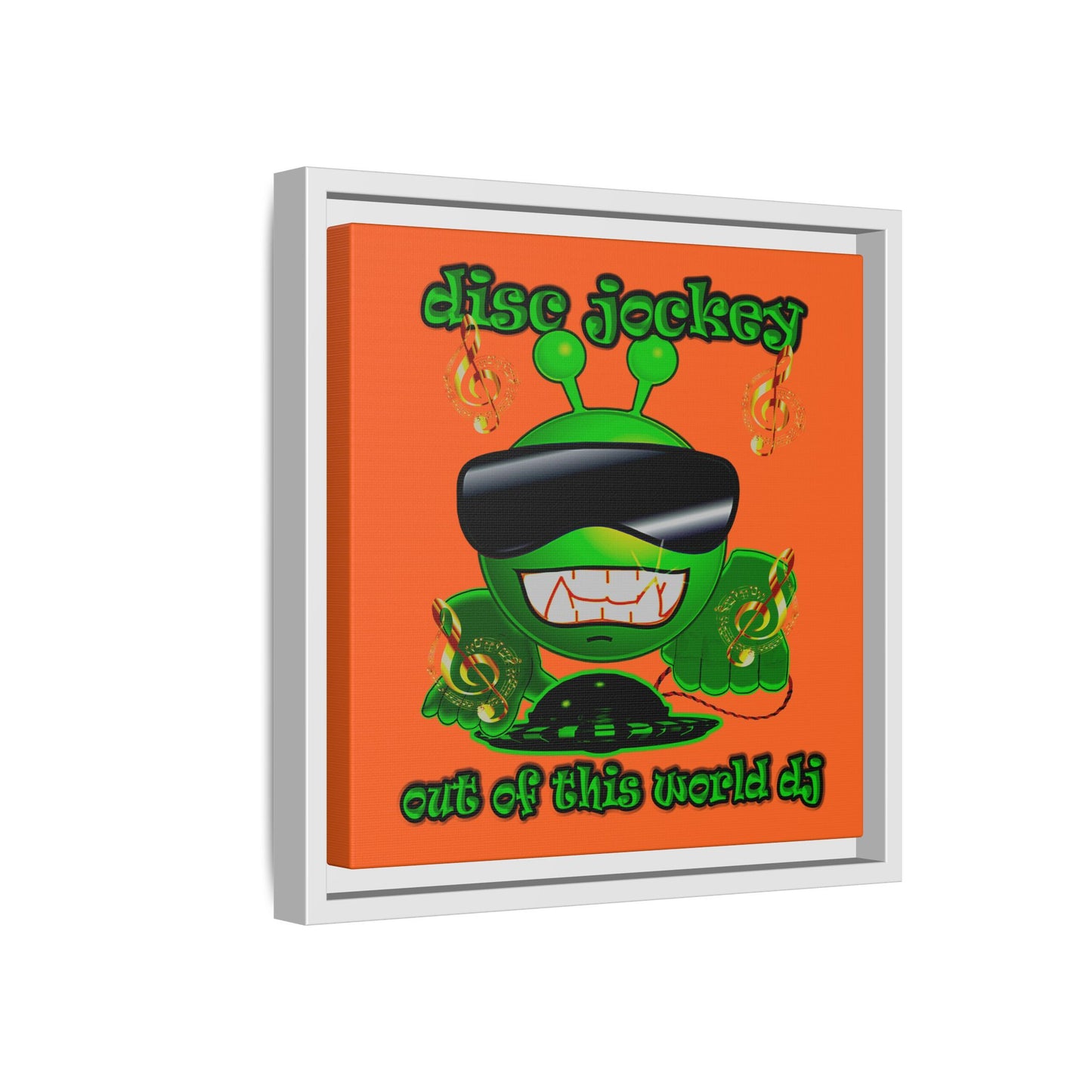 disc jockey - framed canvas art (orange)
