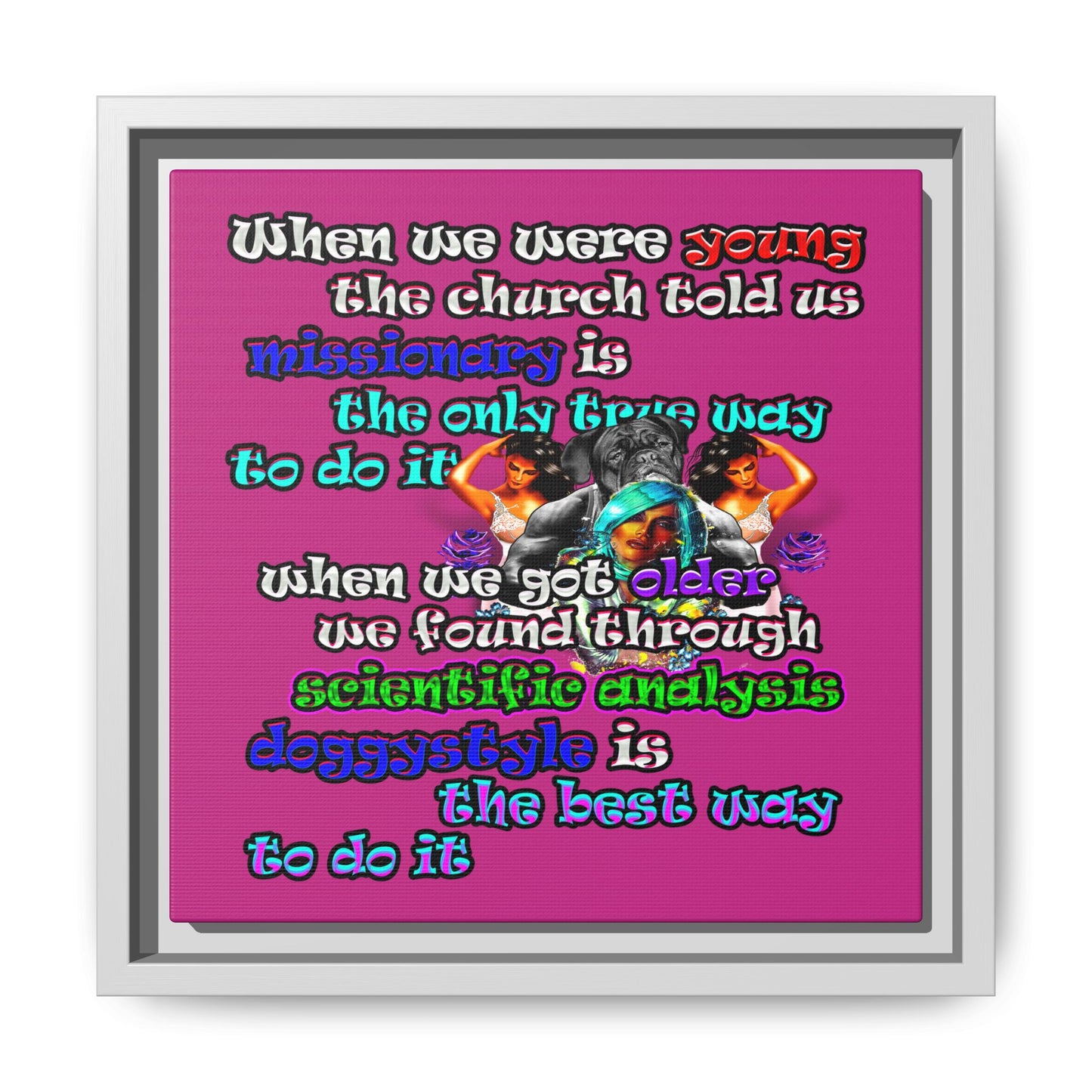 doggystyle - framed canvas art (pink)
