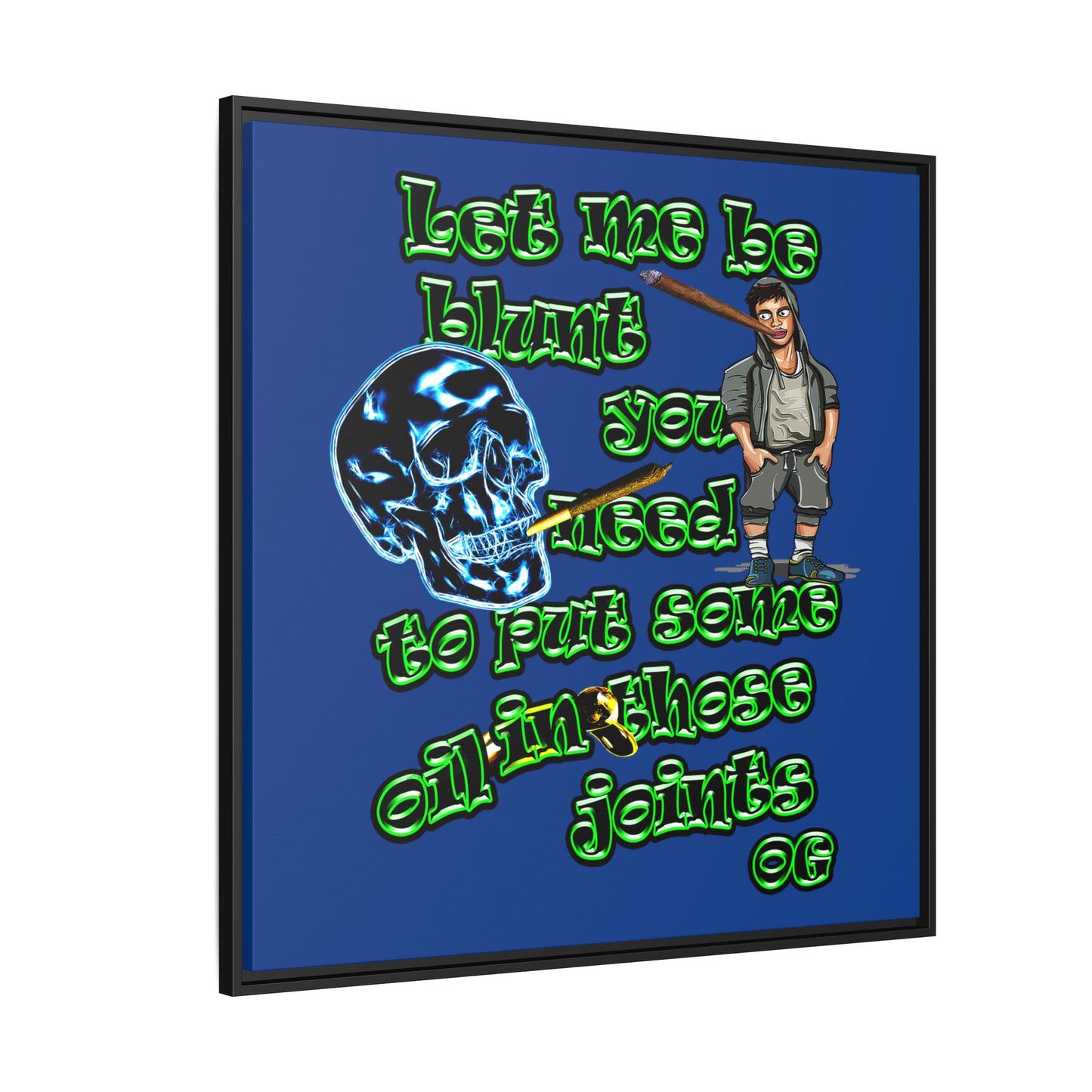 og - framed canvas art (dark blue)