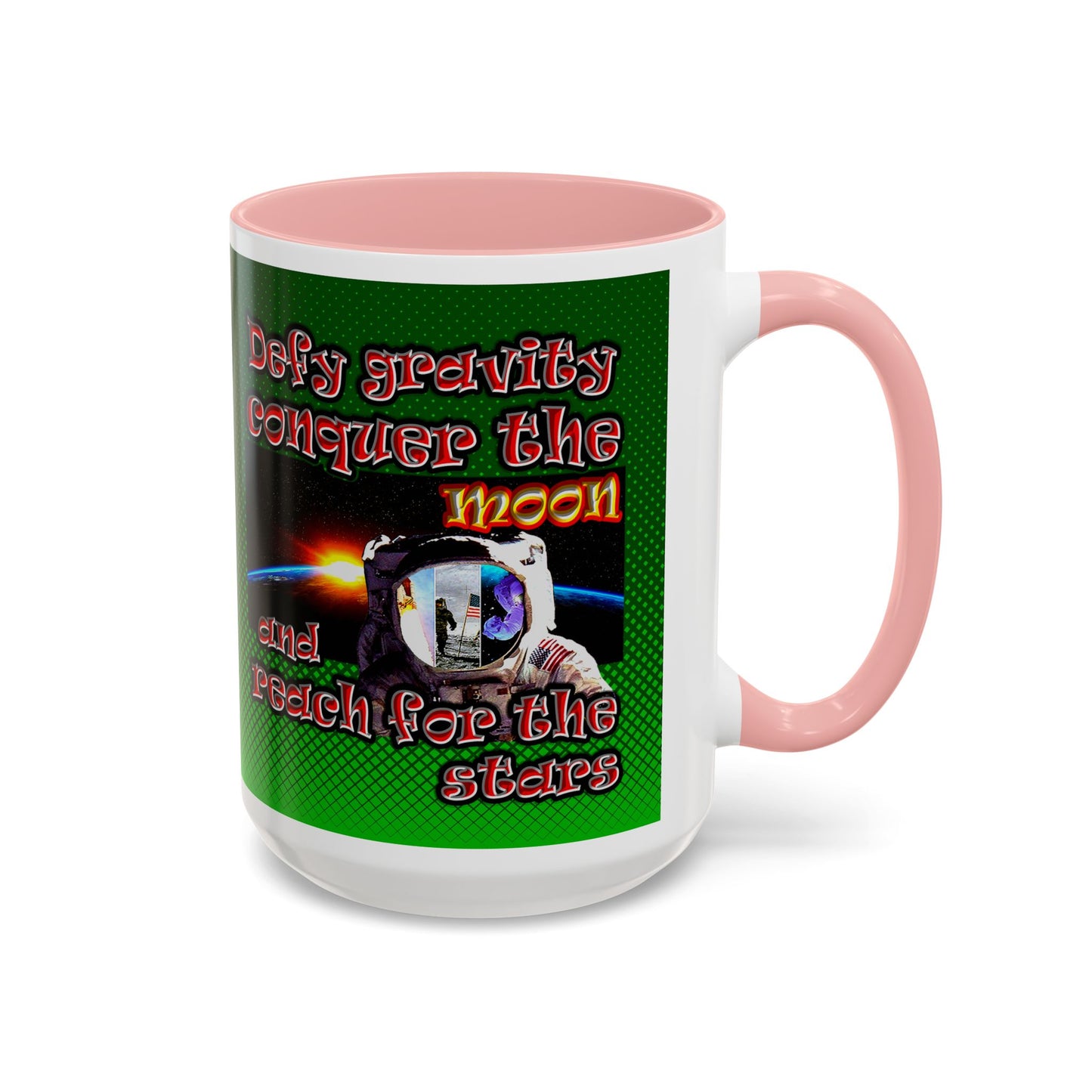 defy conquer reach - Accent Mug (logo green)