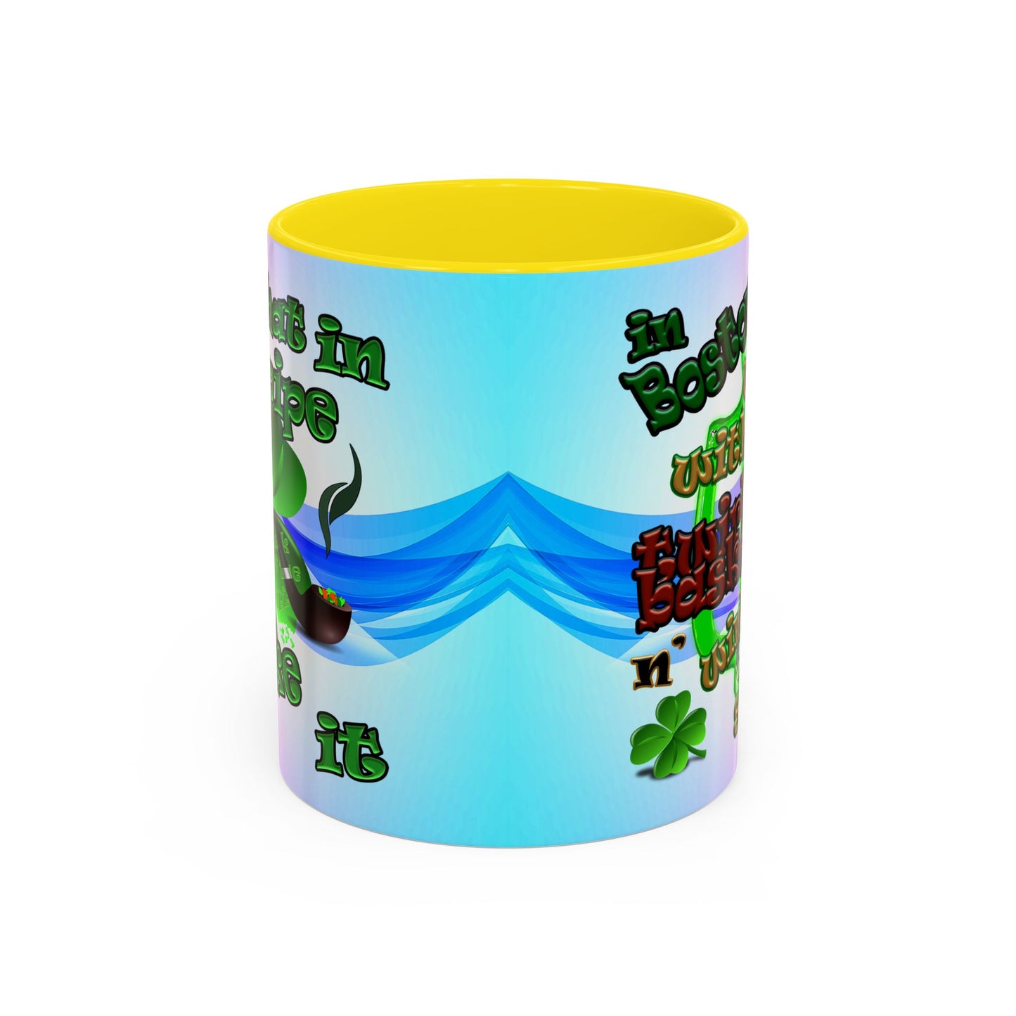 celtics logo - Accent Mug (light blue-pink wave)