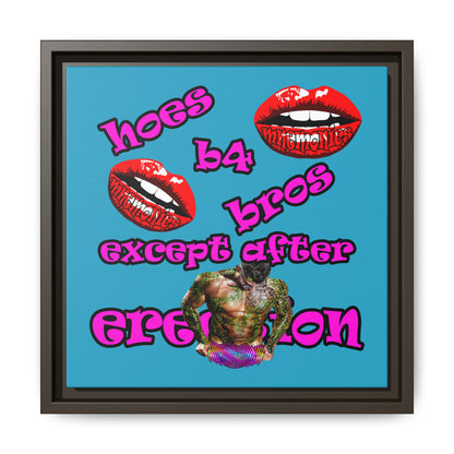 hoes b4 bros - framed canvas art (turquoise)