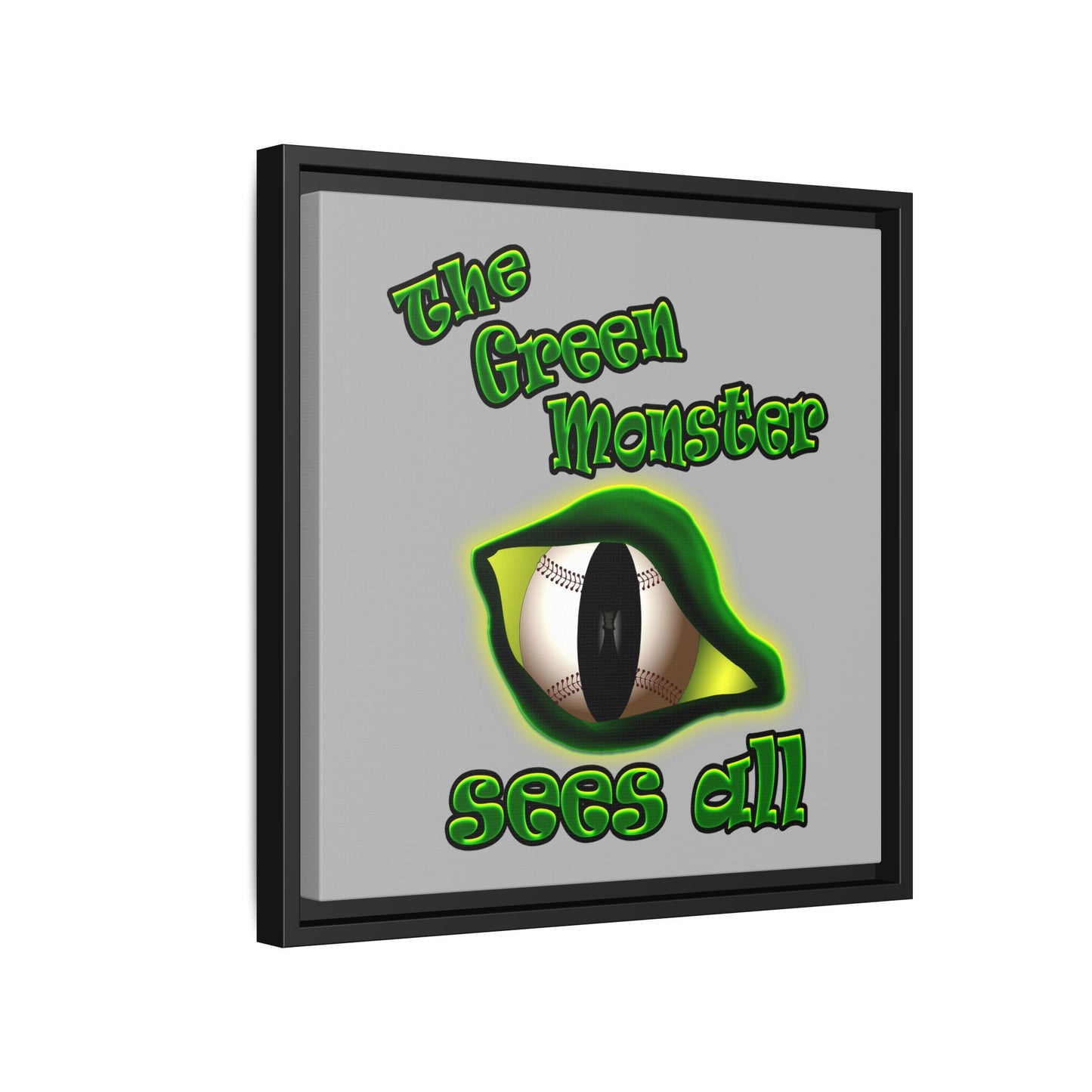 green monster - framed canvas art (light grey)