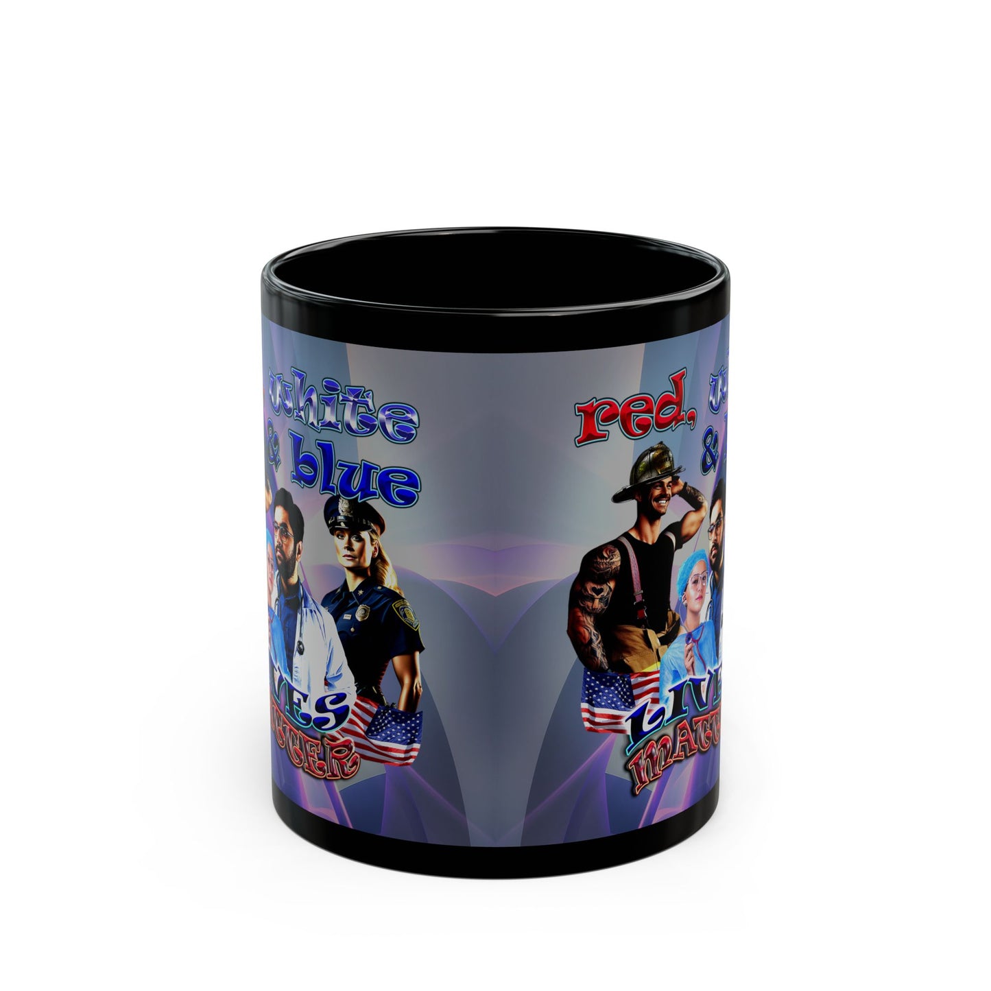 rw&b lives matter - Black Mug (grey-pink wave)